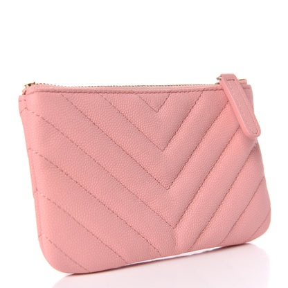 Chanel Caviar Chevron Quilted Small Cosmetic Case Pink 3 of 8