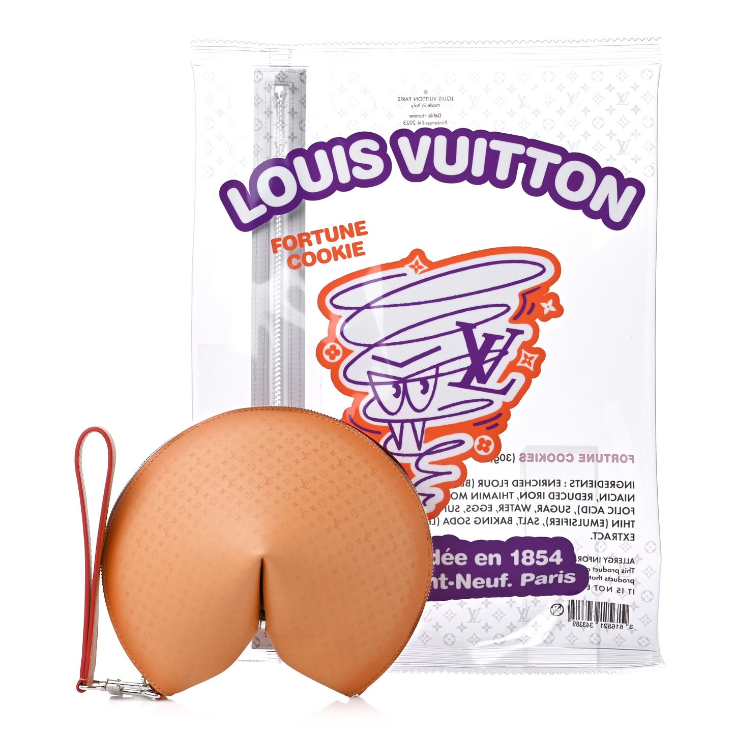 Calfskin Monogram Fortune Cookie Pouch Purple