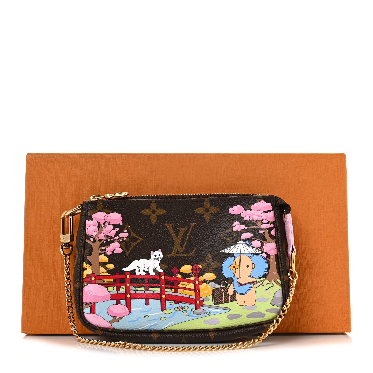 Louis Vuitton Monogram 2021 Christmas Animation Japanese Garden Mini Pochette Accessories Wisteria Pink 10 of 10