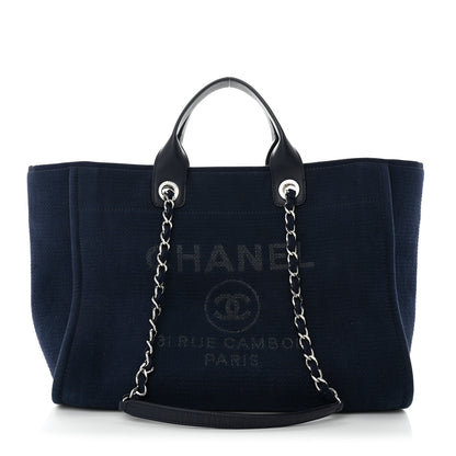 Chanel Woven Straw Raffia Medium Deauville Tote Navy 1 of 11