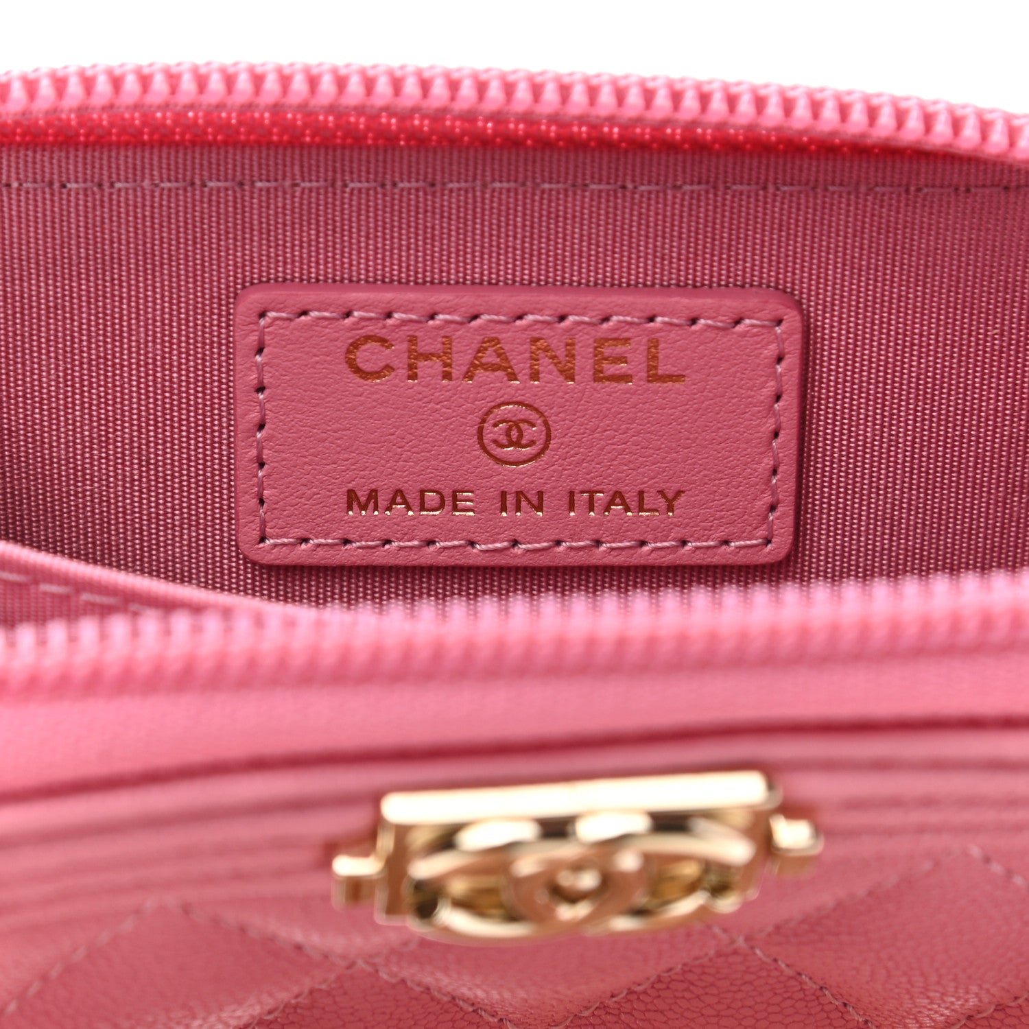 Chanel Caviar Quilted Boy Zip Around Coin Purse Wallet Light Pink 6 of 7