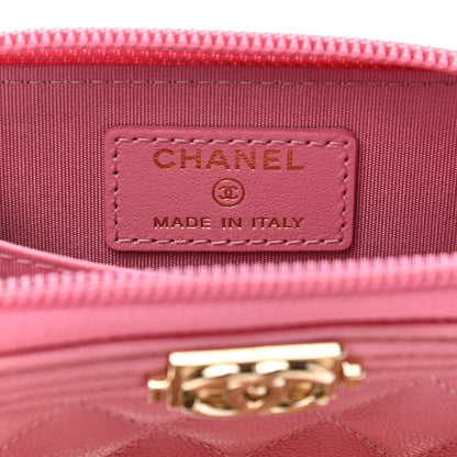 Chanel Caviar Quilted Boy Zip Around Coin Purse Wallet Light Pink 6 of 7