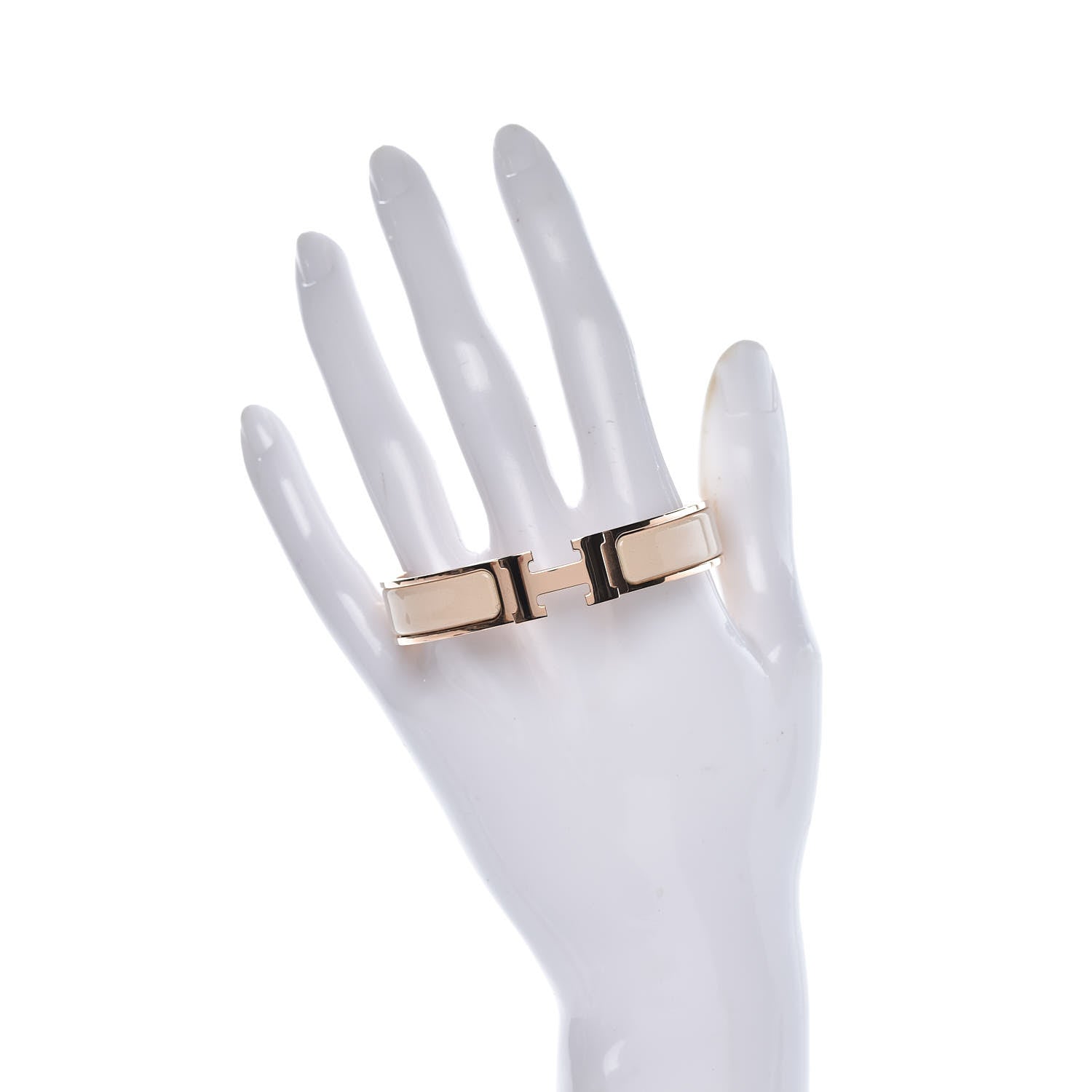 Hermes Enamel Narrow Clic Clac H Bracelet PM Beige Nacre 2 of 6
