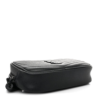 Saint Laurent Grain De Poudre Matelasse Monochrome Monogram Mini Lou Camera Bag Black 4 of 10