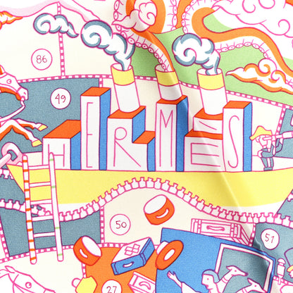 Hermes Silk L'Epopee D' Hermes Detail Scarf 70 Rose Buvard Orange Bleu 2 of 5