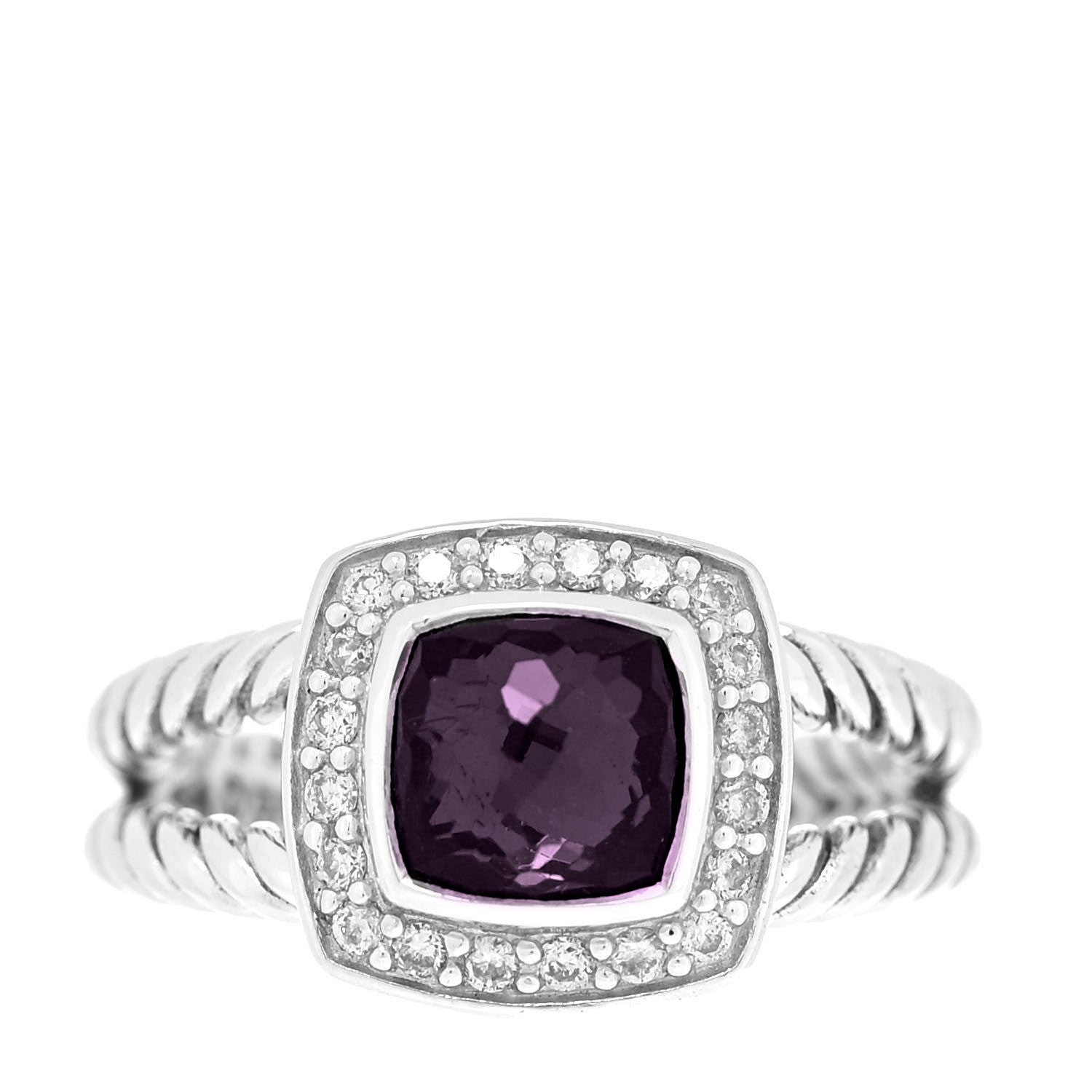 David Yurman Sterling Silver Diamond Black Orchid 7mm Petite Albion Ring 52 6 1 of 4