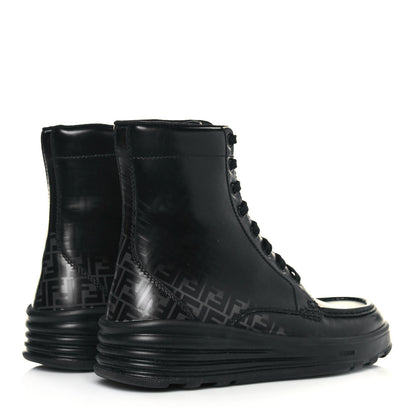 Fendi Calfskin FF Logo Mens Ankle Biker Boots 6 Asfalto Black 4 of 7