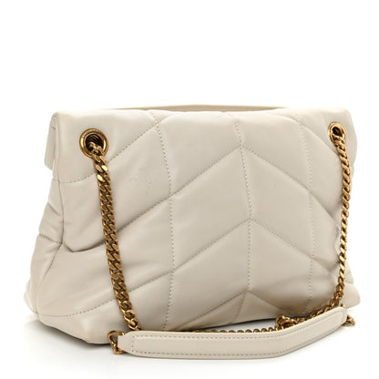 Saint Laurent Lambskin Quilted Small Loulou Puffer Monogram Chain Satchel Crema Soft 3 of 12