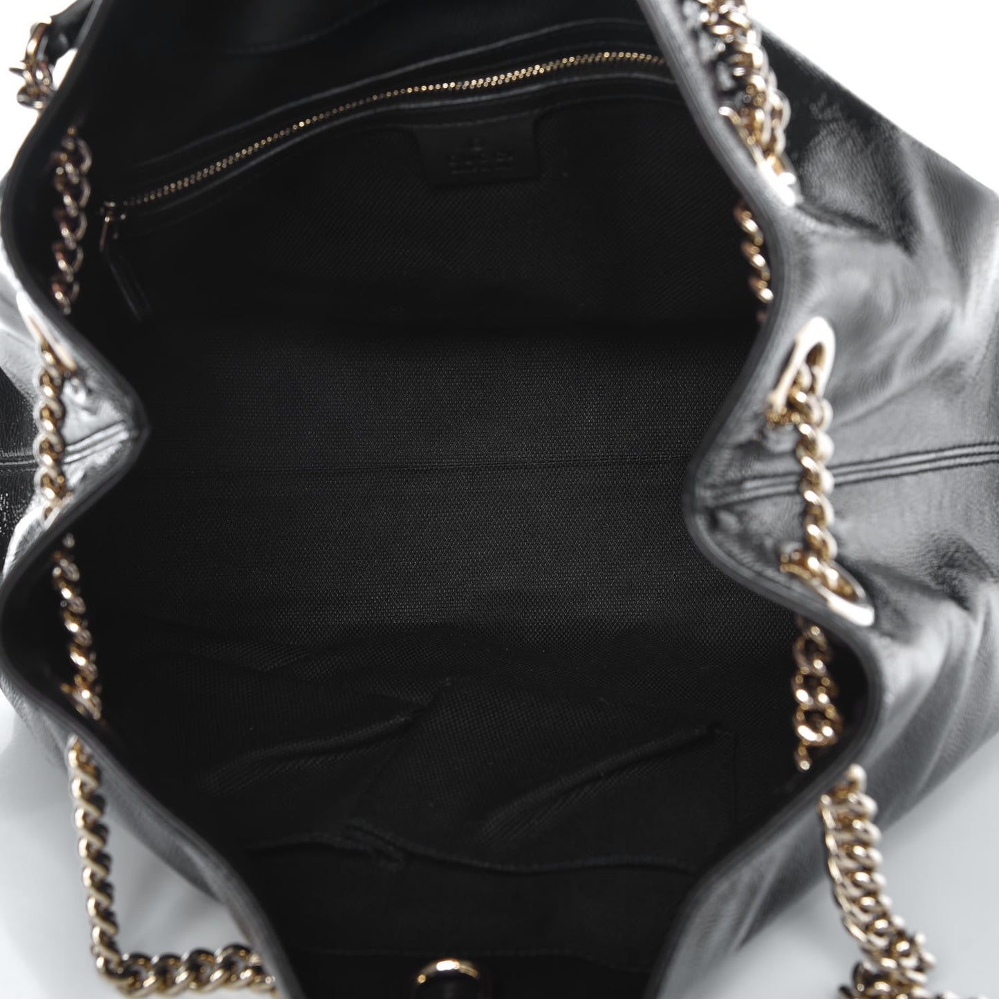 Patent Medium Soho Chain Shoulder Bag Black