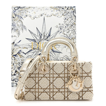 Christian Dior Lambskin Pearl Embroidered Micro Lady D-Joy Gold 10 of 10