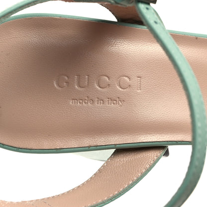 Gucci Lifford Calfskin GG Marmont Ankle Wrap 75mm Sandals 35 Water Green 6 of 8