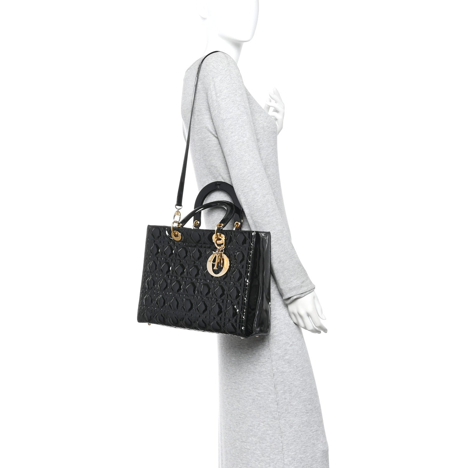 Christian Dior Patent Cannage Large Lady Dior Black 1863212