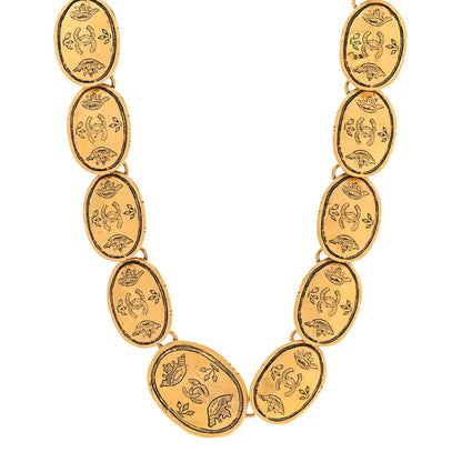 Chanel Metal Regal Crown CC Medallion Necklace Aged Gold 1 of 8