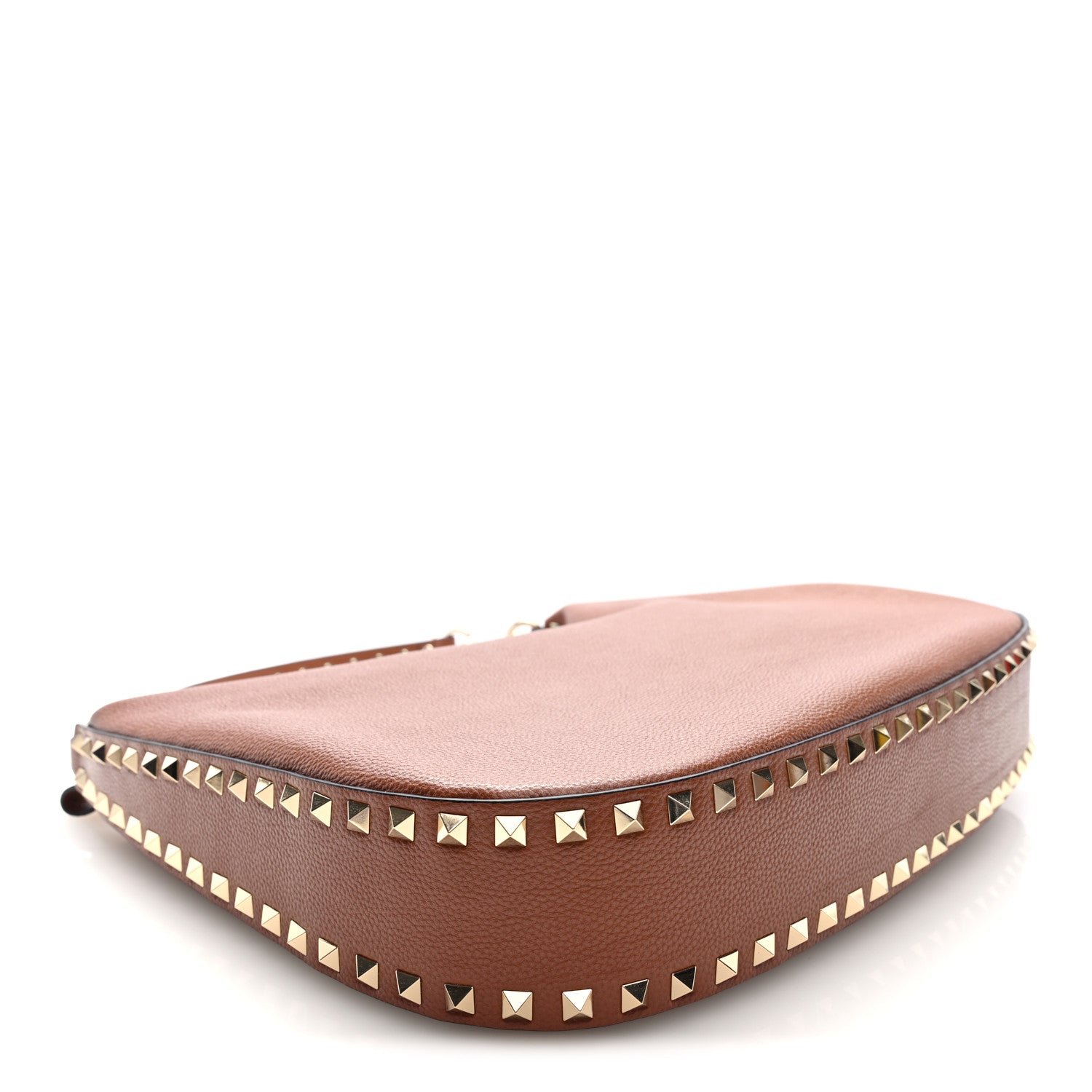 Valentino Garavani Grained Calfskin Rockstud Hobo Bag Tan 7 of 17