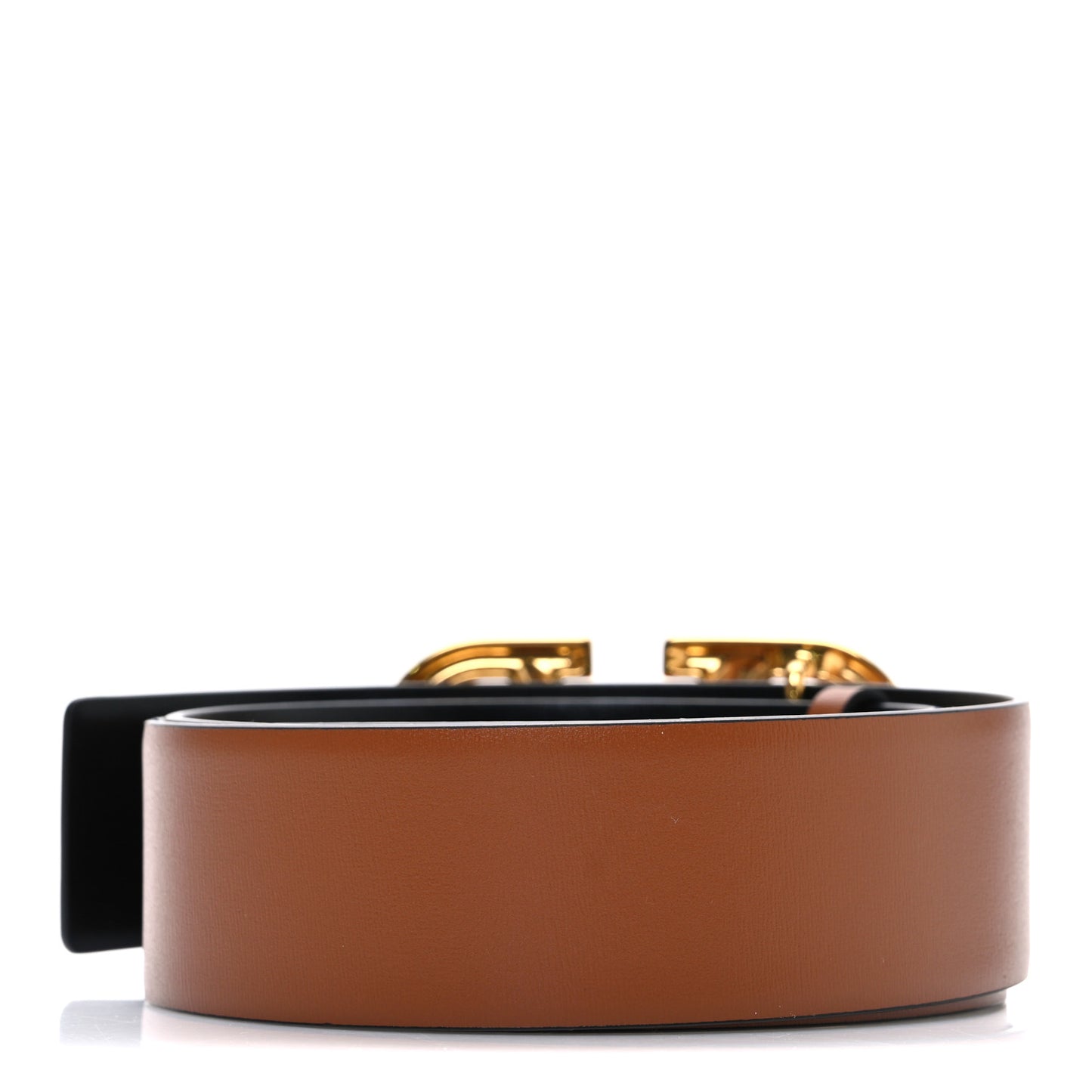 Glossy Calfskin VLogo Reversible 30mm Belt 85 34 Saddle Brown Black