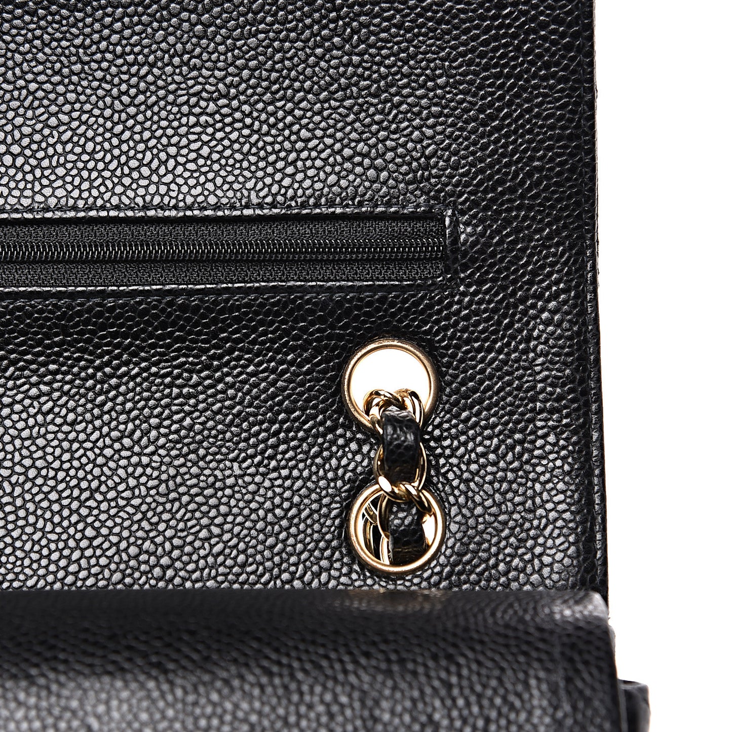 Caviar Quilted Medium Double Flap Black