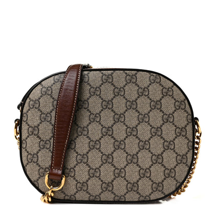 Gucci GG Supreme Monogram Cuoio Toscano Mini Chain Shoulder Bag Beige Ebony Cuir 1 of 12