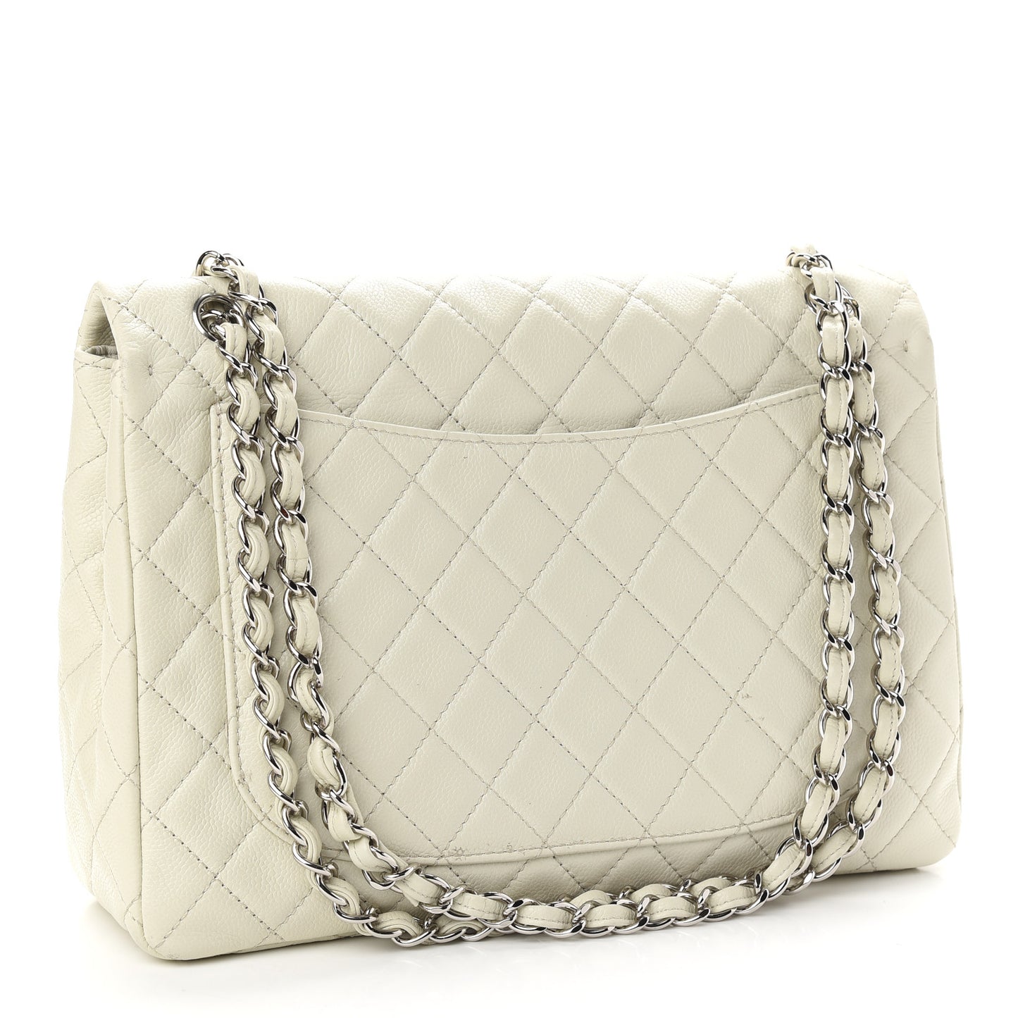 Caviar Quilted Maxi Single Flap White