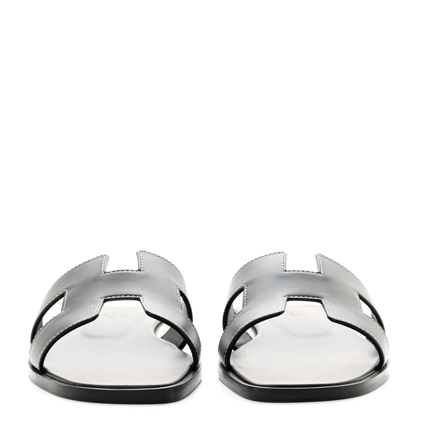 Hermes Box Calfskin Oran Sandals 37 Black 2 of 8
