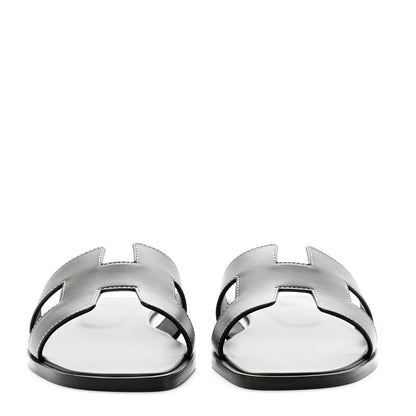Hermes Box Calfskin Oran Sandals 37 Black 2 of 8
