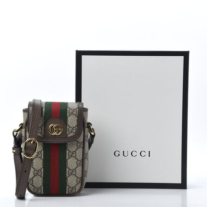 Gucci GG Supreme Monogram Web Ophidia Phone Crossbody Bag Beige New Acero 10 of 10