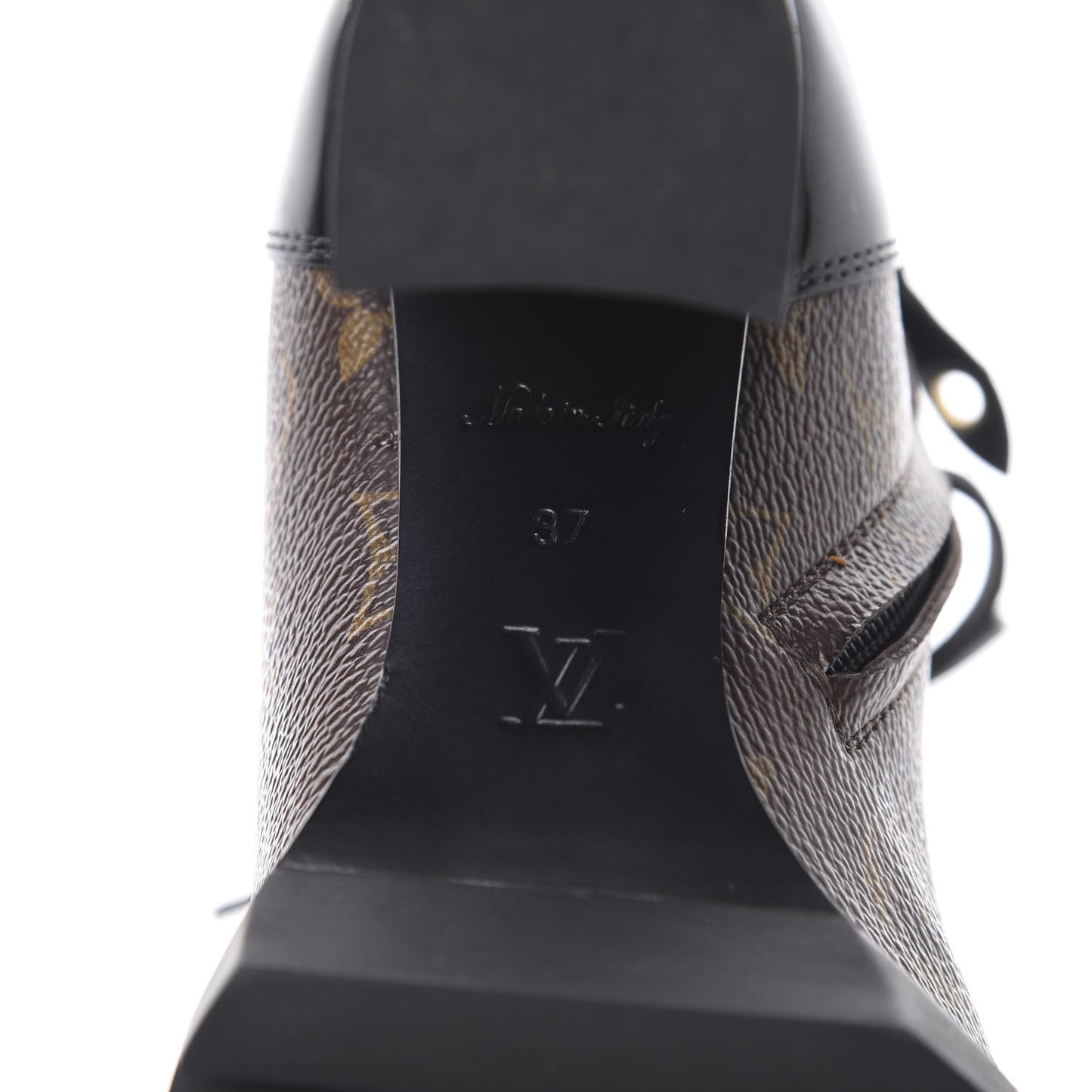 Patent Calfskin Monogram Star Trail Ankle Boots 37 Black