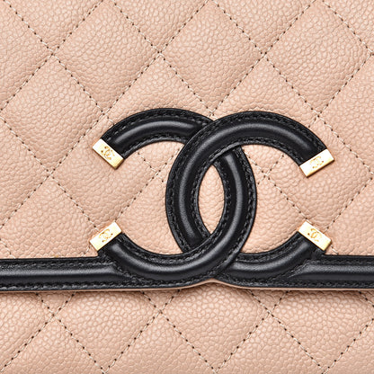 Chanel Caviar Quilted Small CC Filigree Flap Beige Black 10 of 10