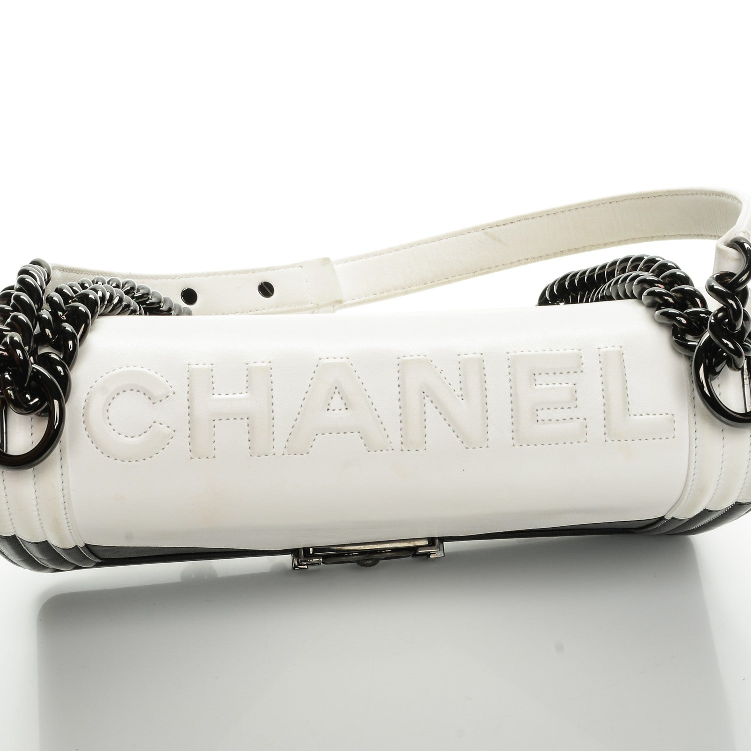 Chanel Calfskin Medium Bi-Color Boy Flap Black White 5 of 15