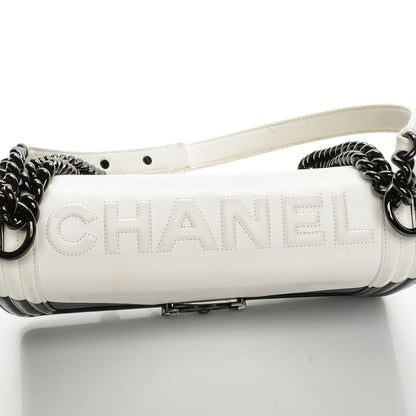 Chanel Calfskin Medium Bi-Color Boy Flap Black White 5 of 15