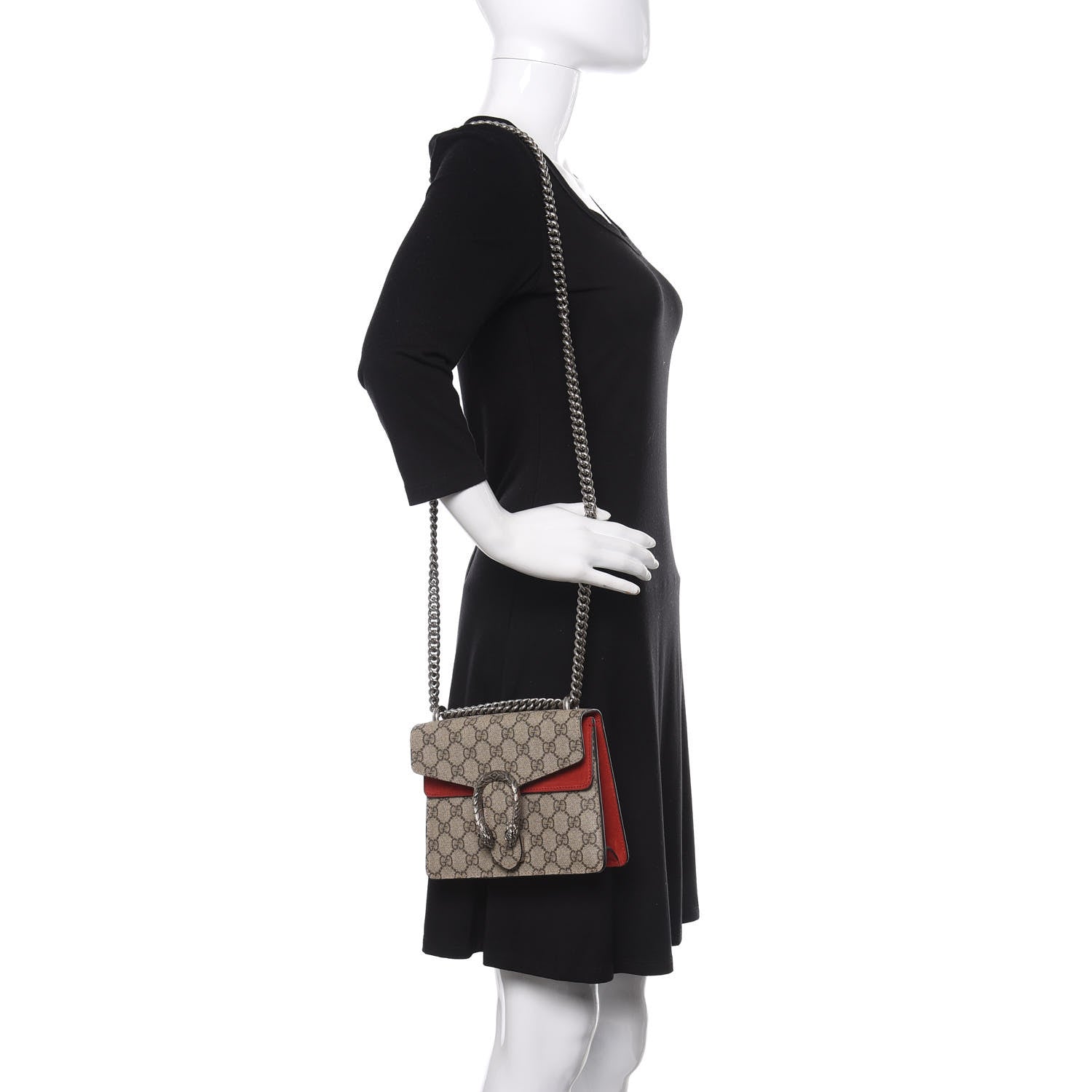 Gucci GG Supreme Monogram Mini Dionysus Shoulder Bag Hibiscus Red 2 of 11