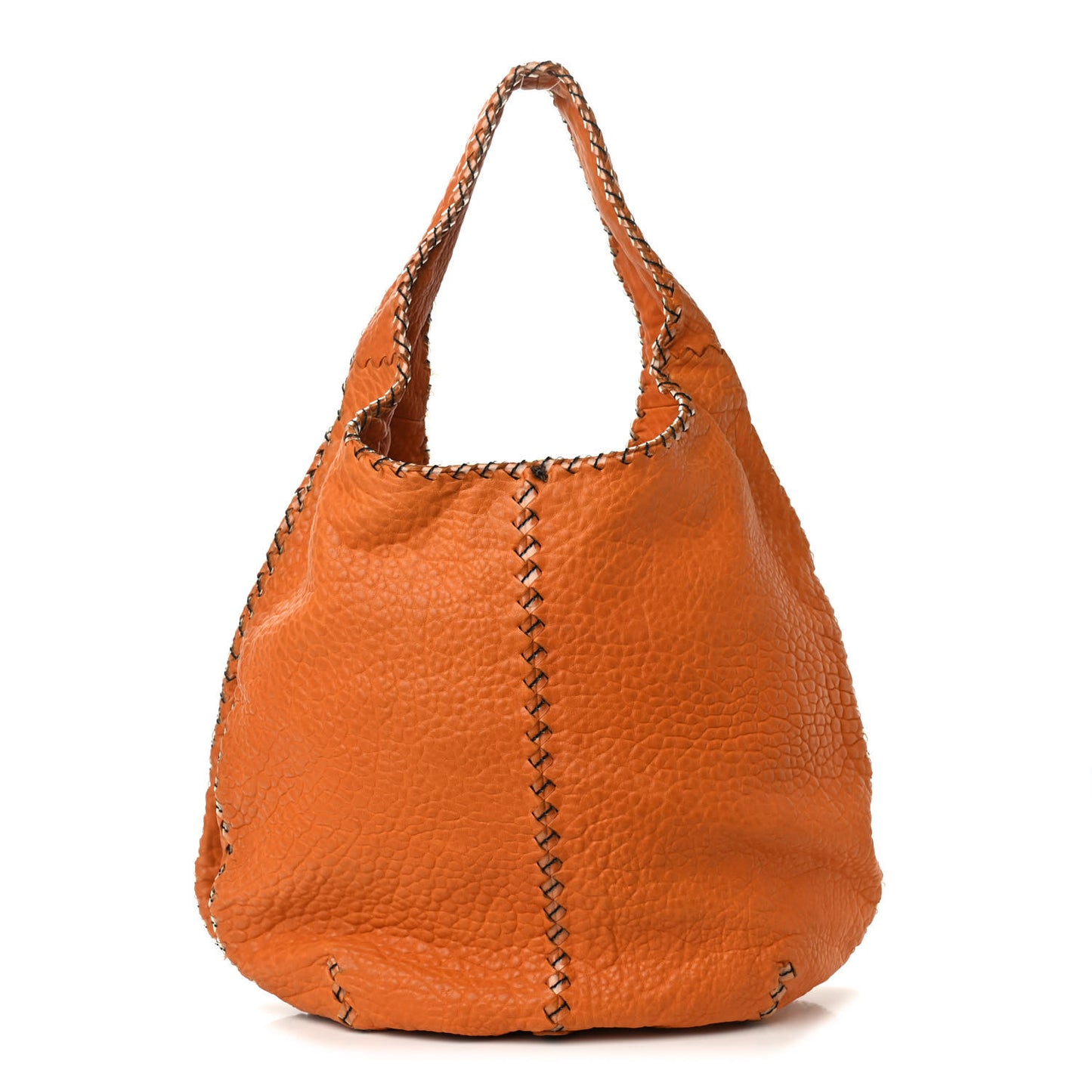 Calfskin PVC Large Double Compartment Hobo Orange