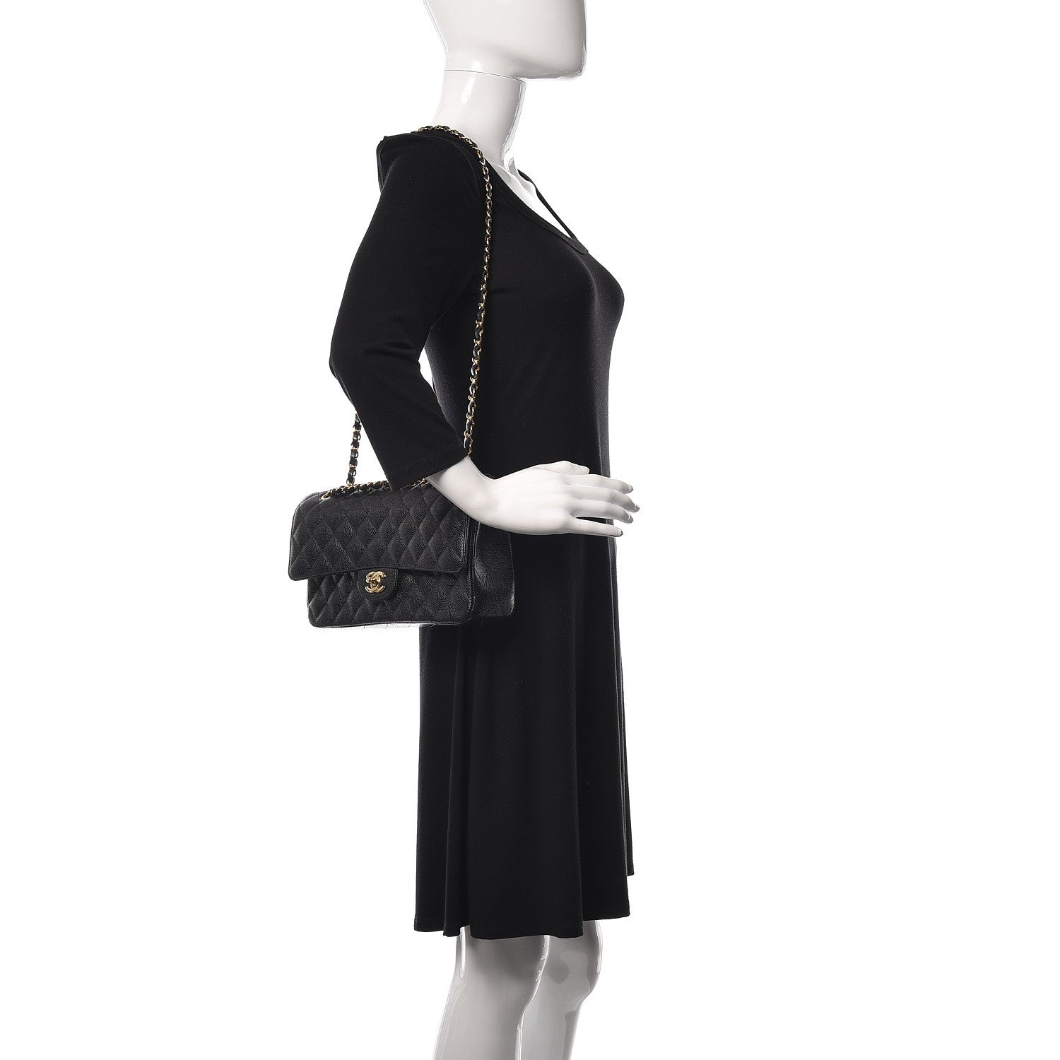 Chanel Caviar Quilted Medium Double Flap Black 3 of 12