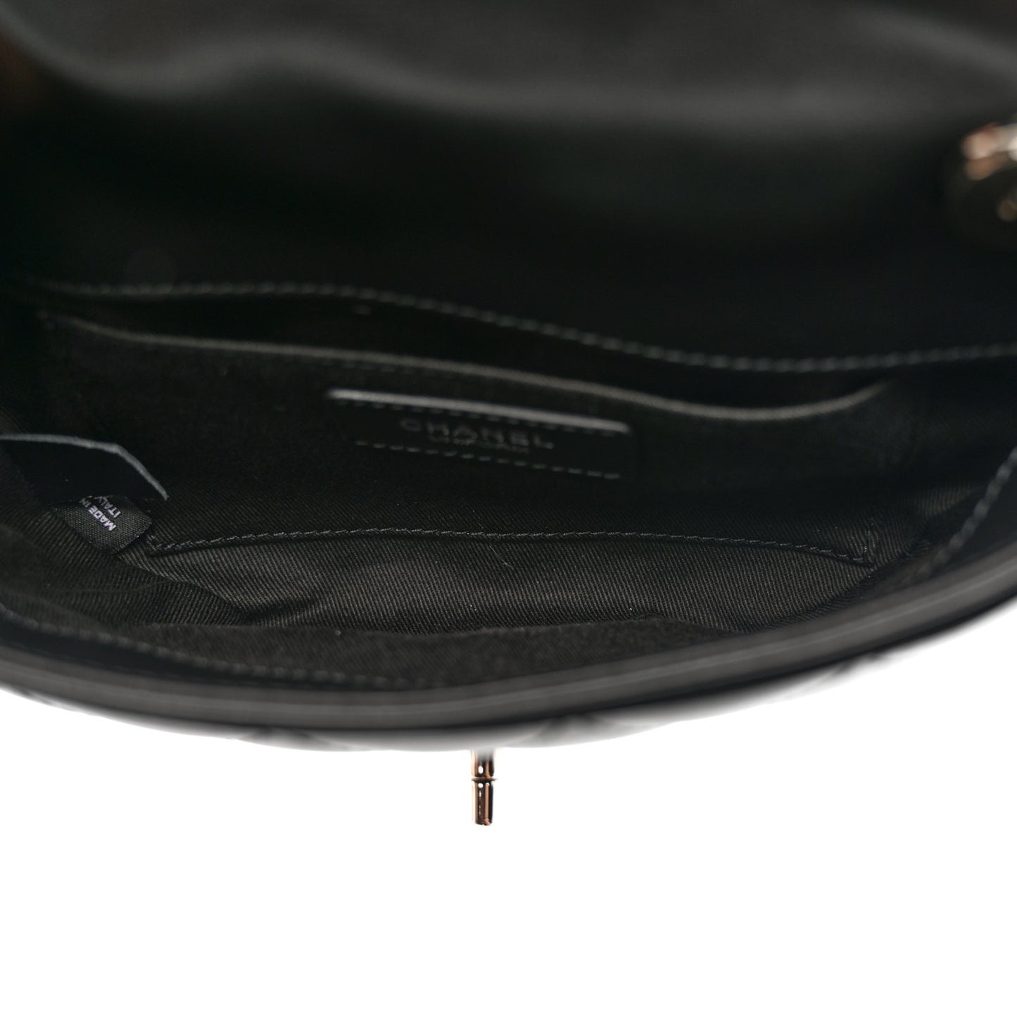 Calfskin Quilted CC Uniform Flap Belt Bag Black