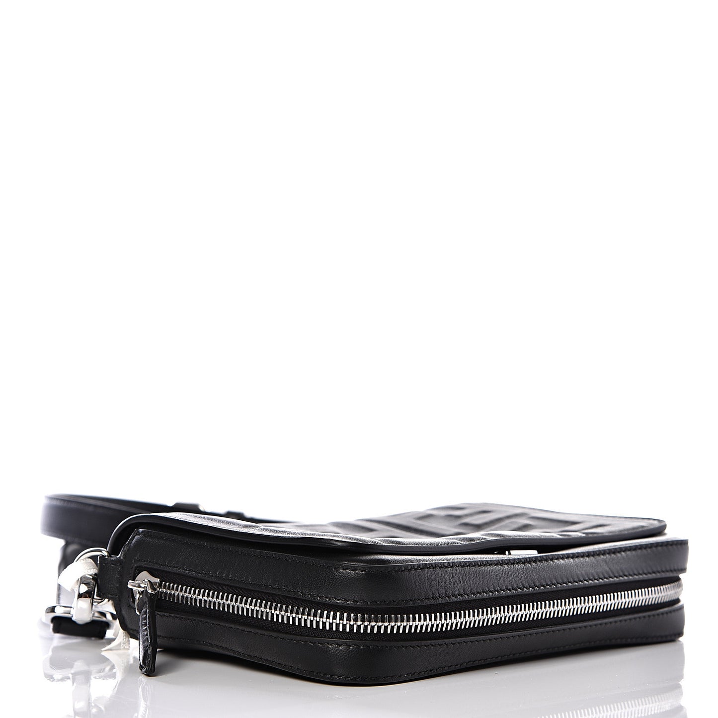 Nappa FF 1974 Embossed Mini Expandable Flap Bag Black