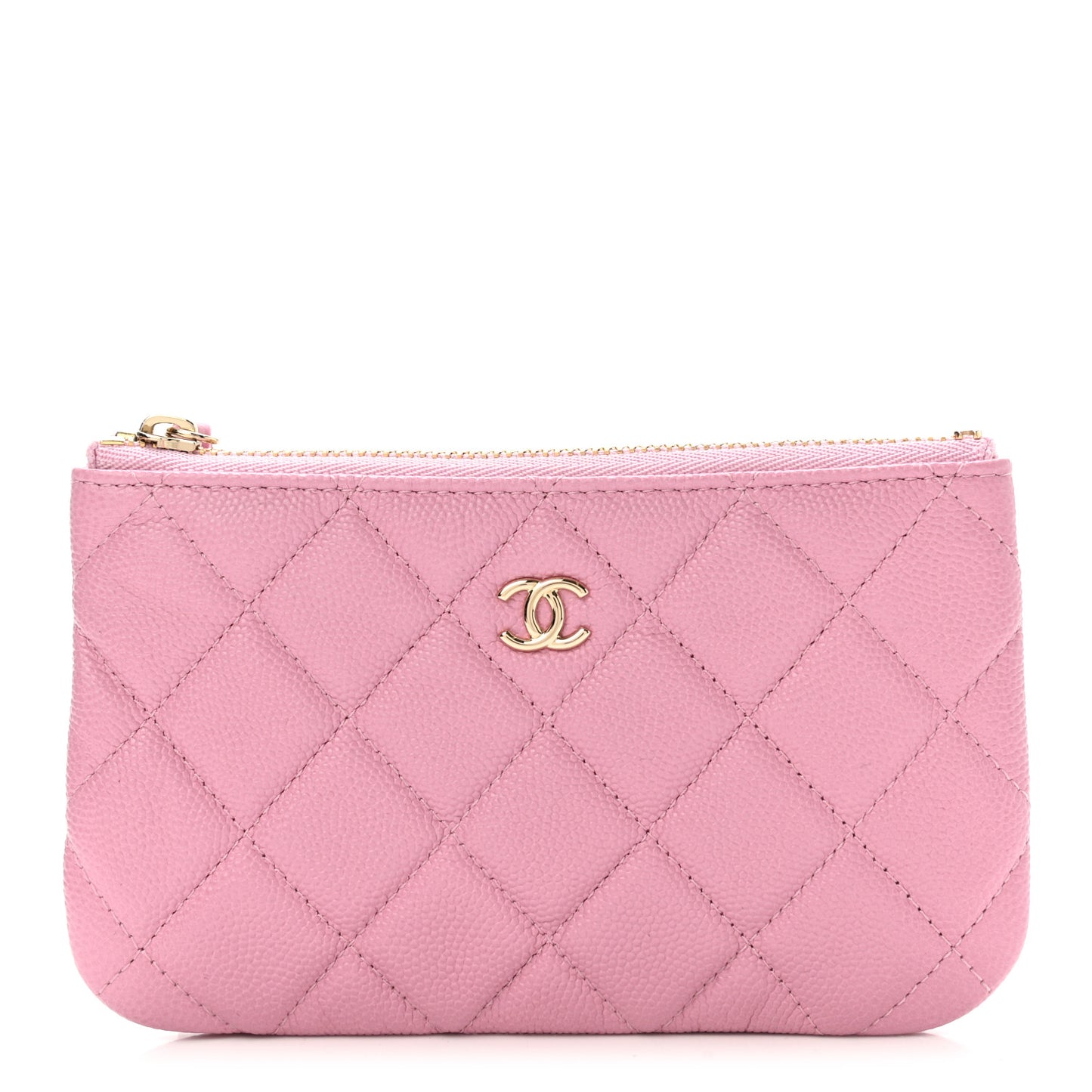 Caviar Quilted Small Cosmetic Case Pink