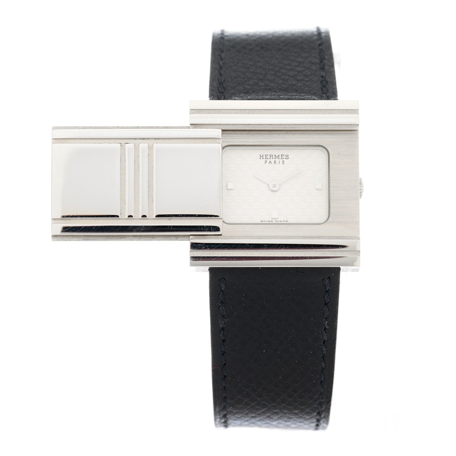 Hermes Stainless Steel Epsom 26mm Glissade Quartz Watch Noir 1 of 6