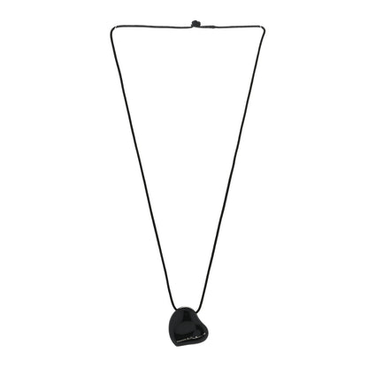 Tiffany Ruthenium 26mm Elsa Peretti Full Heart Pendant Cord Necklace Black 2 of 3