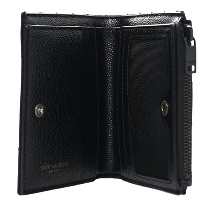 Saint Laurent Grain De Poudre Matelasse Chevron Monogram Zipped Card Case Black Black 5 of 9