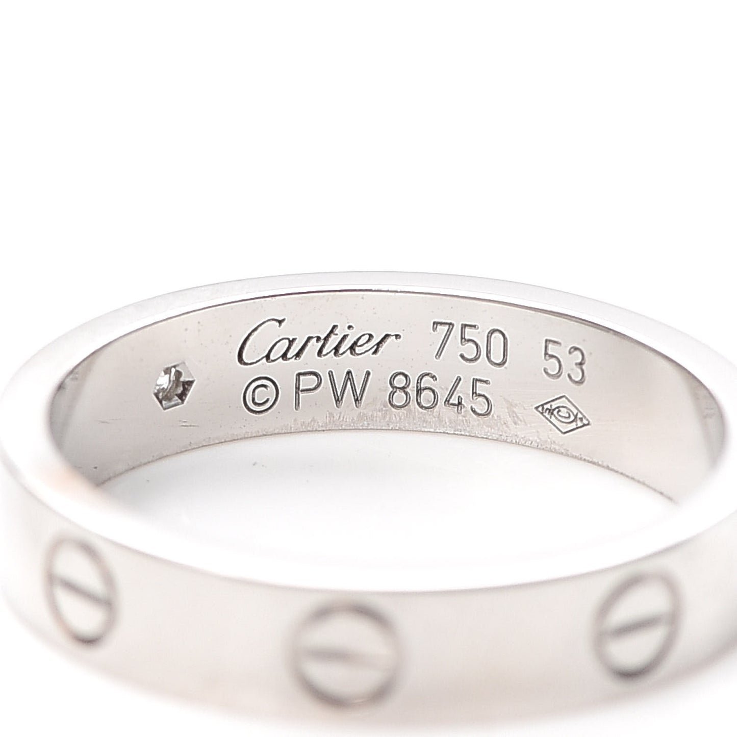 18K White Gold Diamond 4mm LOVE Wedding Band Ring 53 6.25
