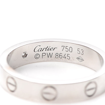 Cartier 18K White Gold Diamond 4mm LOVE Wedding Band Ring 53 6.25 4 of 5