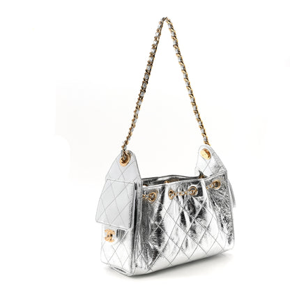 Chanel Metallic Aged Calfskin Quilted Mini Chanel 25 Handbag Silver 3 of 11