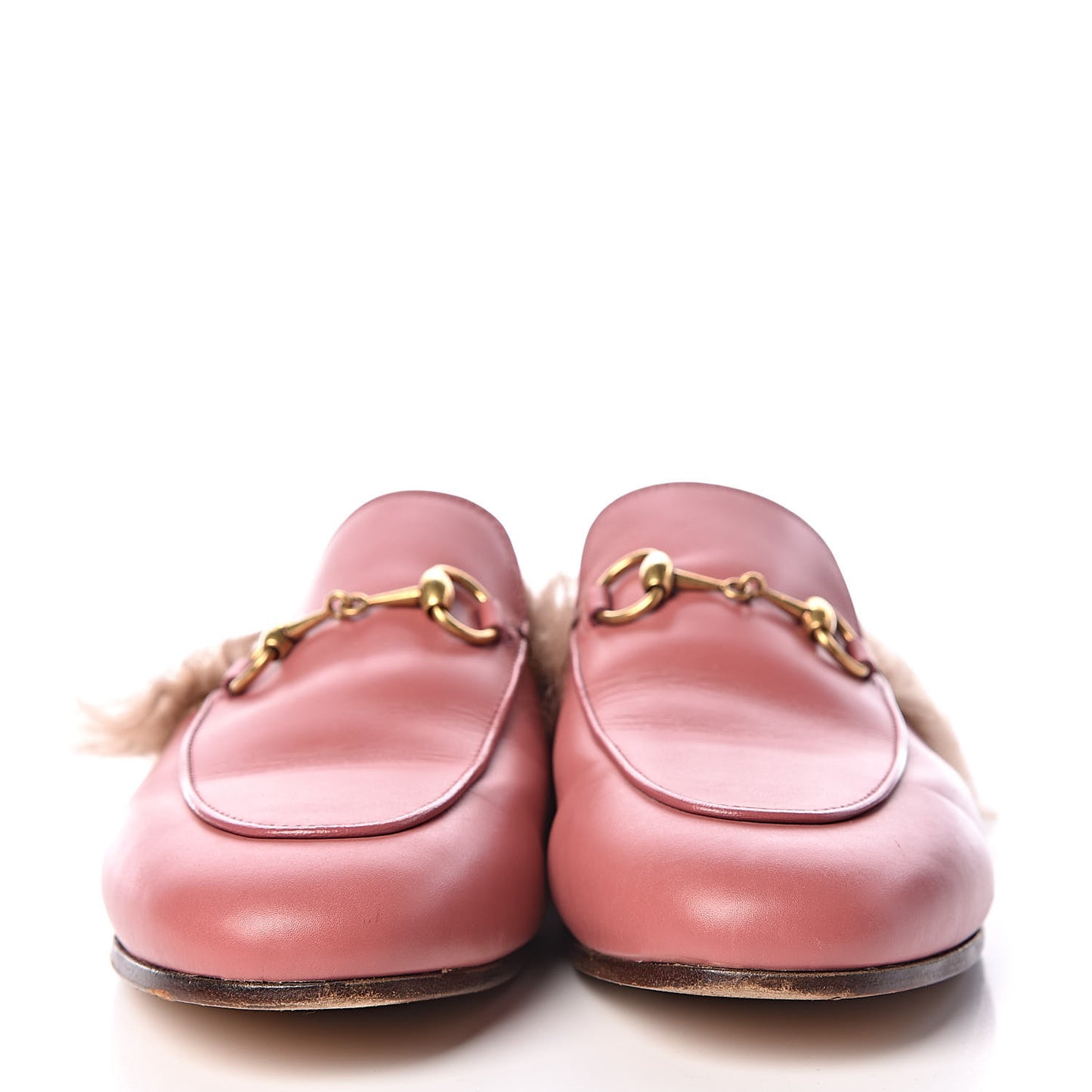 Calfskin Fur Womens Princetown Slippers 36.5 Lipstick Rose Natural