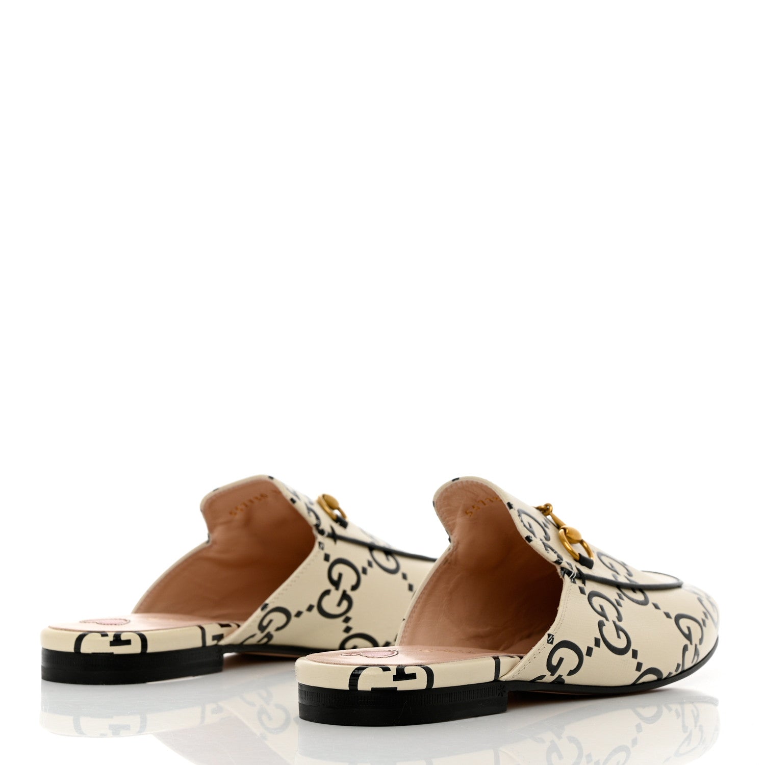 Gucci Azalea Calfskin GG Monogram Bi-Color Debossed Womens Princetown Slippers 38.5 Mystic White Black 4 of 12