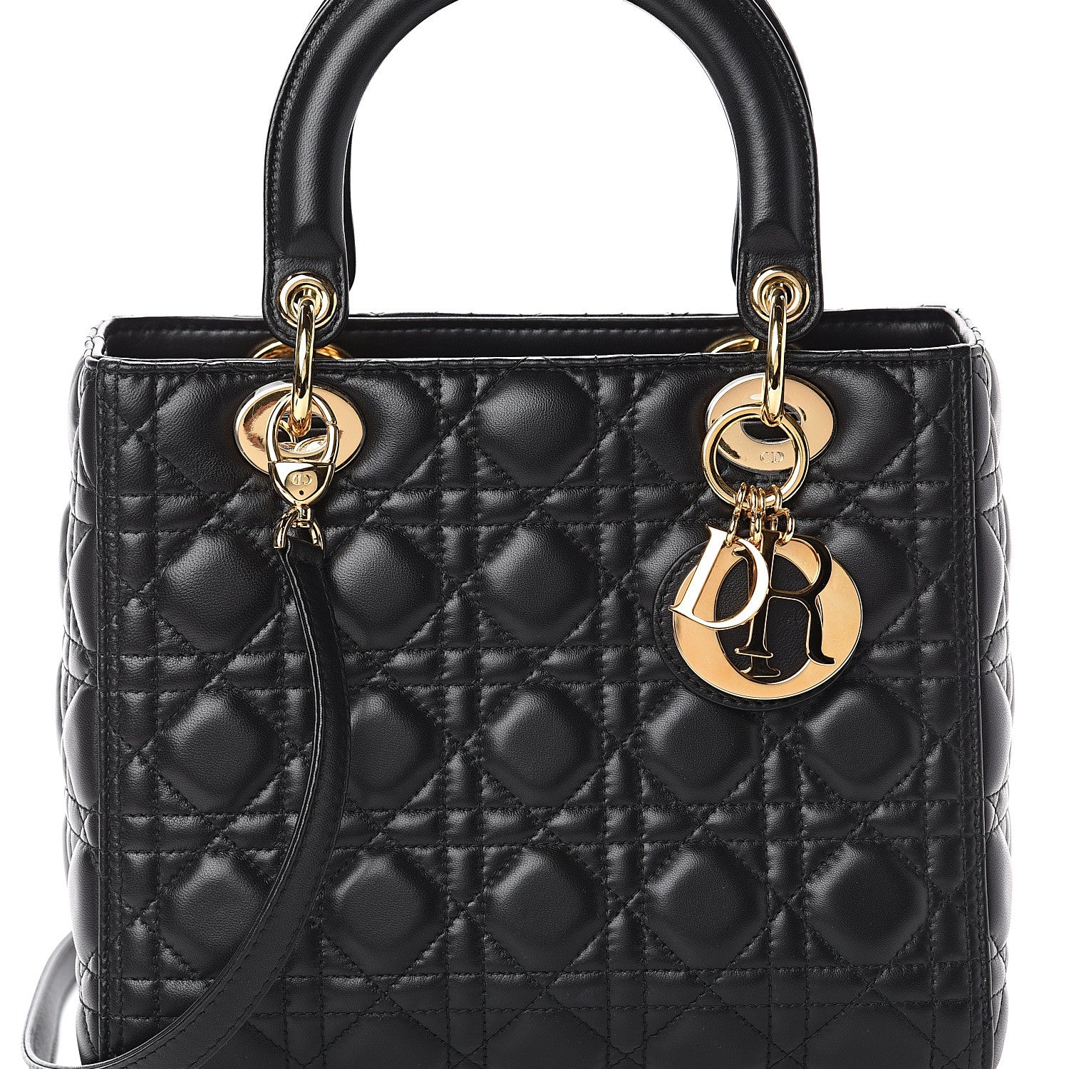 Christian Dior Lambskin Cannage Medium Lady Dior Black 6 of 8