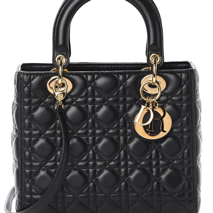 Christian Dior Lambskin Cannage Medium Lady Dior Black 6 of 8