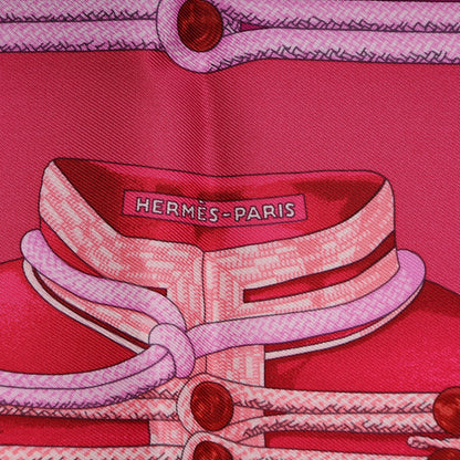Hermes Silk Brandebourgs Pocket Square Scarf Rose Fuchsia Mauve 6 of 7