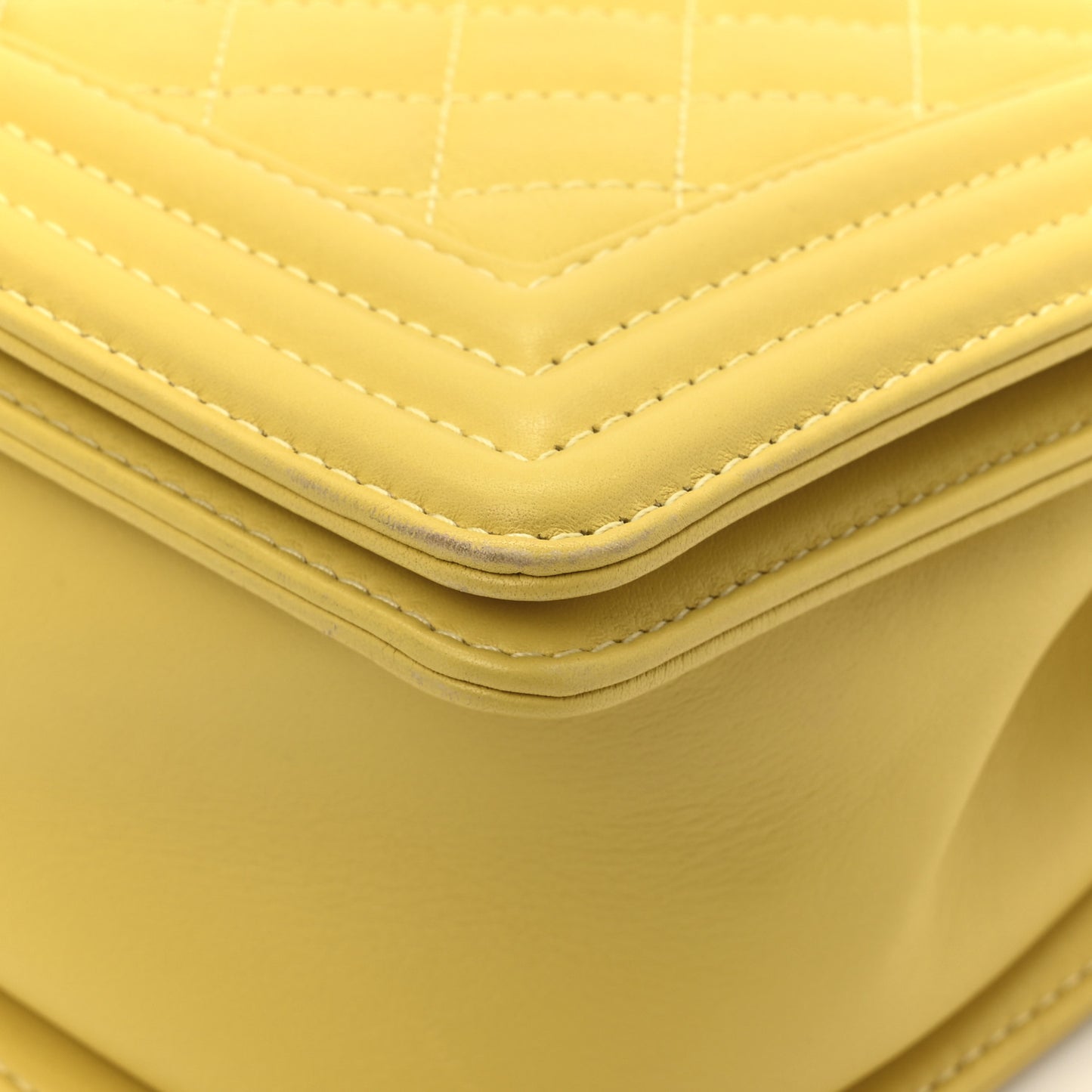 Calfskin Quilted Medium Boy Flap Yellow