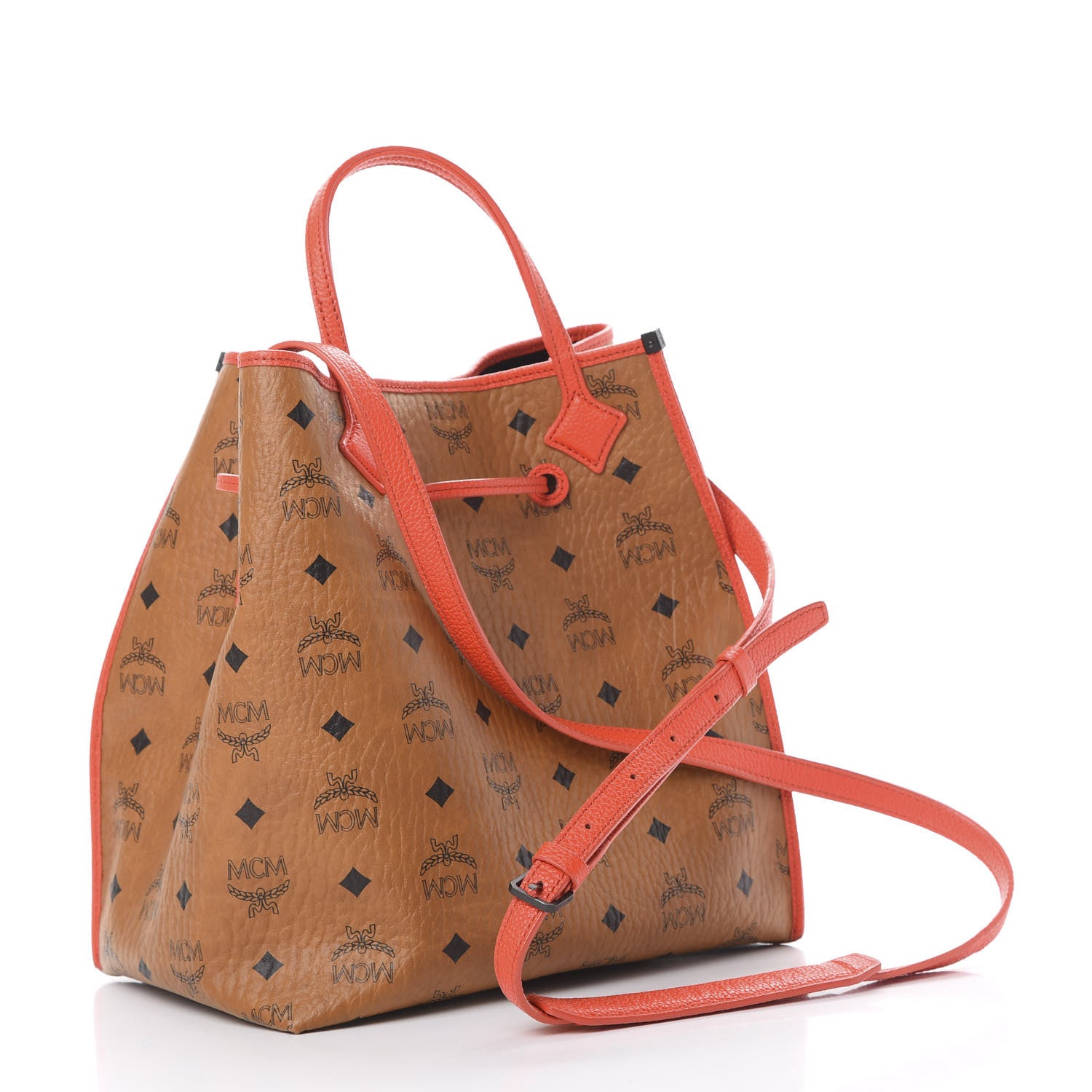 MCM Visetos Kira Drawstring Bag Cognac Orange 3 of 16