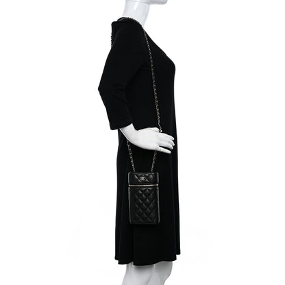 Chanel Caviar Quilted Phone Holder With Chain Black 2 of 10