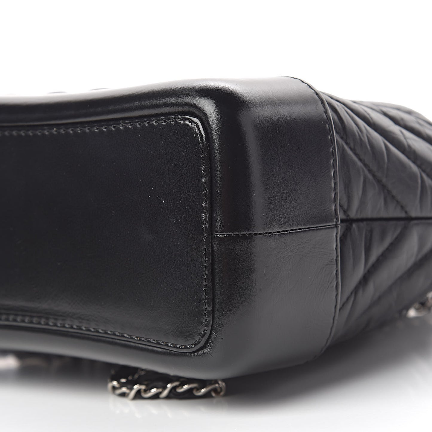 Aged Calfskin Chevron Quilted Small Gabrielle Backpack Black